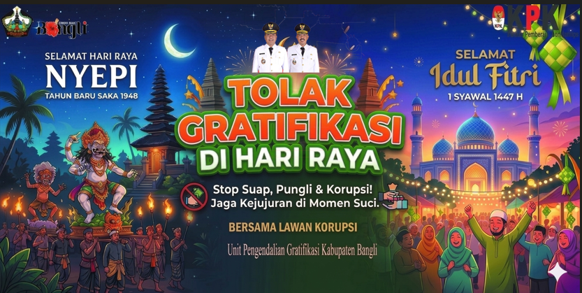 Jaga Integritas, UPG Kabupaten Bangli Pasang Spanduk Himbauan Tolak Gratifikasi di Hari Raya
